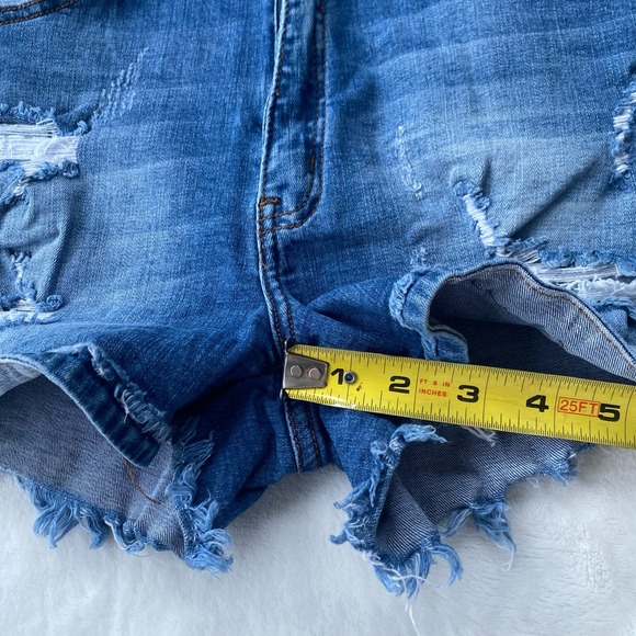 KanCan Jean shorts Size 9/28 Distressed Cut off blue festival - Picture 4 of 7